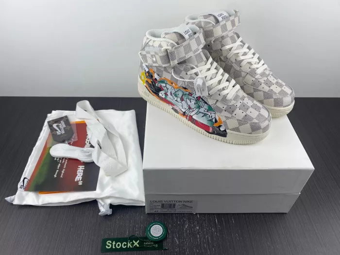 Cheap LUCY Louis Vuitton Nike Air Force 1 Mid By Virgil Abloh Graffiti 0114