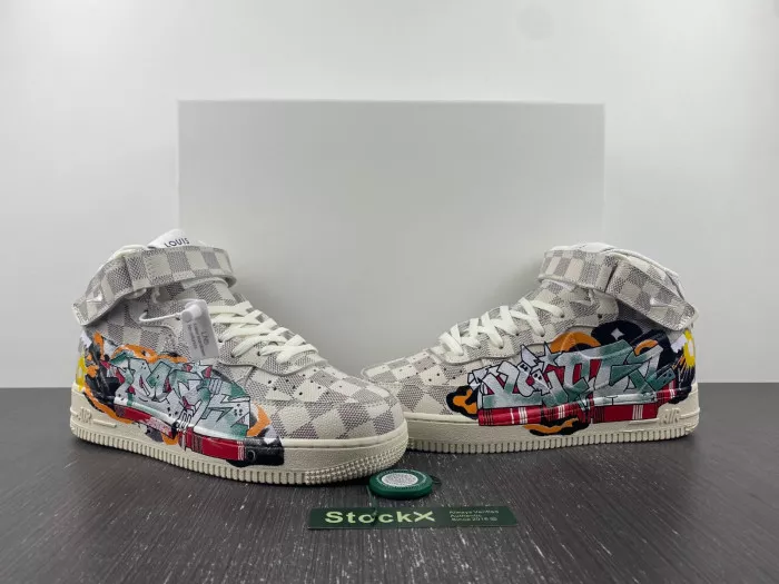 Cheap LUCY Louis Vuitton Nike Air Force 1 Mid By Virgil Abloh Graffiti 0114