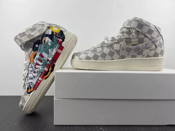 Cheap LUCY Louis Vuitton Nike Air Force 1 Mid By Virgil Abloh Graffiti 0114