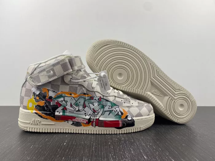 Cheap LUCY Louis Vuitton Nike Air Force 1 Mid By Virgil Abloh Graffiti 0114