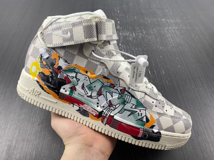 Cheap LUCY Louis Vuitton Nike Air Force 1 Mid By Virgil Abloh Graffiti 0114