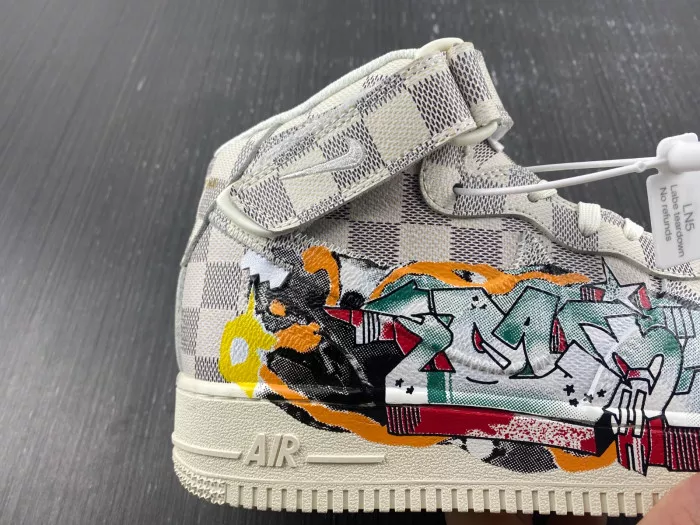 Cheap LUCY Louis Vuitton Nike Air Force 1 Mid By Virgil Abloh Graffiti 0114