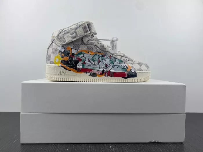 Cheap LUCY Louis Vuitton Nike Air Force 1 Mid By Virgil Abloh Graffiti 0114